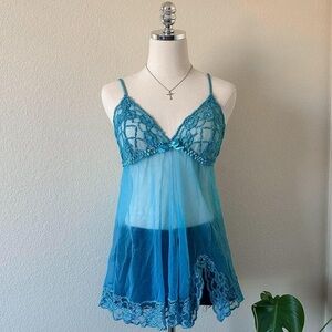 Frederick's of Hollywood Teal Lace Chemise